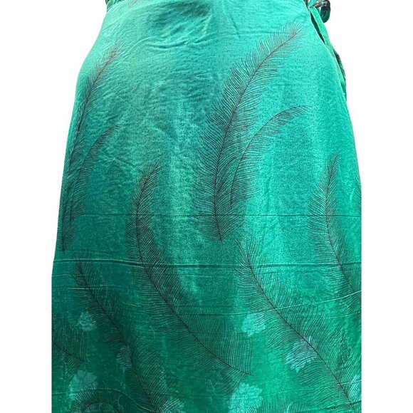 Vintage Green & Blue Wrap Skirt With Llama Motif & Feather Pattern - Picture 5 of 5